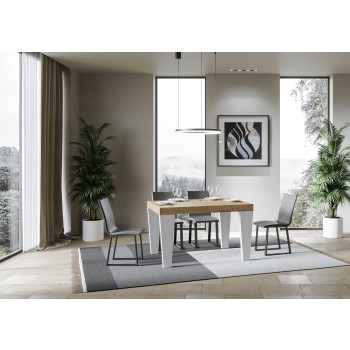 Spimbo Mix Tisch - Ausziehbarer Tisch 90x130/234 cm Spimbo Mix mit weißer Eschenplatte und Walnussbeinen