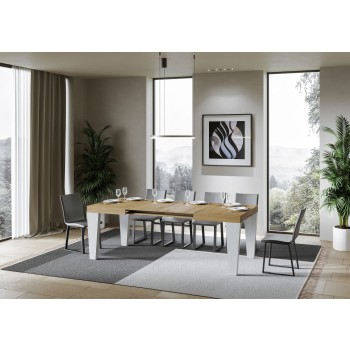 Spimbo Mix Tisch - Ausziehbarer Tisch 90x130/234 cm Spimbo Mix mit weißer Eschenplatte und Walnussbeinen