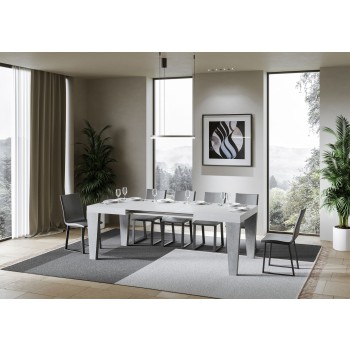 Spimbo Mix Tisch - Ausziehbarer Tisch 90x130/390 cm Spimbo Mix mit weißer Eschenplatte und Walnussbeinen