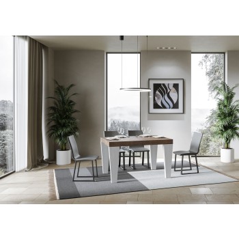 Spimbo Mix Tisch - Ausziehbarer Tisch 90x130/390 cm Spimbo Mix mit weißer Eschenplatte und Walnussbeinen