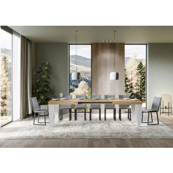 Spimbo Mix Tisch - Ausziehbarer Tisch 90x160/264 cm Spimbo Mix mit weißer Eschenplatte und Walnussbeinen