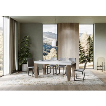 Spimbo Mix Tisch - Ausziehbarer Tisch 90x160/420 cm Spimbo Mix mit weißer Eschenplatte und Walnussbeinen