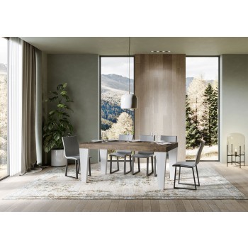 Spimbo Mix Tisch - Ausziehbarer Tisch 90x180/284 cm Spimbo Mix mit weißer Eschenplatte und Walnussbeinen