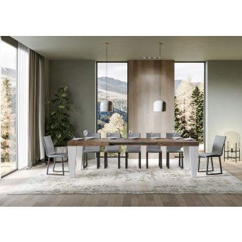 Spimbo Mix Tisch - Ausziehbarer Tisch 90x180/284 cm Spimbo Mix mit weißer Eschenplatte und Walnussbeinen