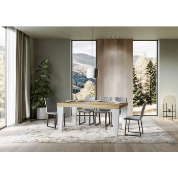 Spimbo Mix Tisch - Ausziehbarer Tisch 90x180/284 cm Spimbo Mix mit weißer Eschenplatte und Walnussbeinen