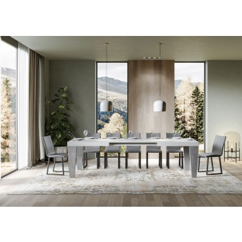 Spimbo Mix Tisch - Ausziehbarer Tisch 90x180/440 cm Spimbo Mix mit weißer Eschenplatte und Walnussbeinen