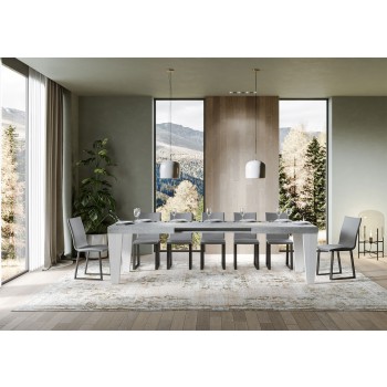 Spimbo Mix Tisch - Ausziehbarer Tisch 90x180/440 cm Spimbo Mix mit weißer Eschenplatte und Walnussbeinen