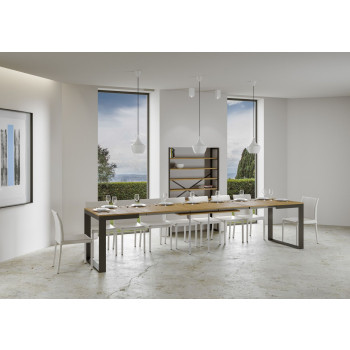 Tecno Evolution Table P.90 - Ausziehbarer Tisch 120/380x90 cm Tecno Evolution Gestell aus weißer Esche und Beine aus anthrazit