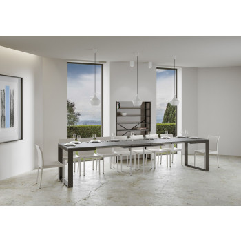 Tecno Evolution Table P.90 - Ausziehbarer Tisch 120/380x90 cm Tecno Evolution Gestell aus weißer Esche und Beine aus anthrazit