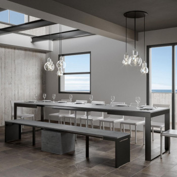 Tecno Evolution Table P.90 - Ausziehbarer Tisch 160/420x90 cm Tecno Evolution Gestell aus weißer Esche und Beine aus anthrazit