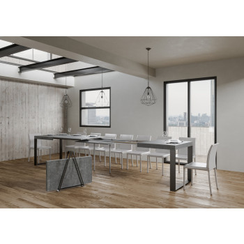 Tecno Table P.90 - Ausziehbarer Tisch 120/380x90 cm Tecno-Weißesche mit anthrazitfarbenen Beinen