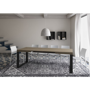 Tecno Table P.90 - Ausziehbarer Tisch 140/244x90 cm Tecno-Weißesche mit anthrazitfarbenen Beinen