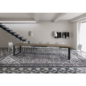 Tecno Table P.90 - Ausziehbarer Tisch 140/400x90 cm Tecno-Weißesche mit anthrazitfarbenen Beinen