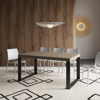 Tecno Table P.90 - Ausziehbarer Tisch 160/264x90 cm Tecno-Weißesche mit anthrazitfarbenen Beinen