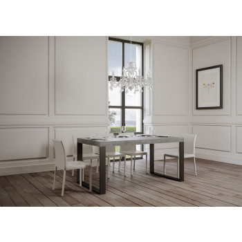 Tecno Table P.90 - Ausziehbarer Tisch 160/420x90 cm Tecno-Weißesche mit anthrazitfarbenen Beinen