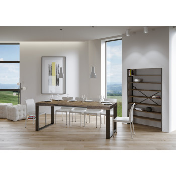 Tecno Table P.90 - Ausziehbarer Tisch 160/420x90 cm Tecno-Weißesche mit anthrazitfarbenen Beinen