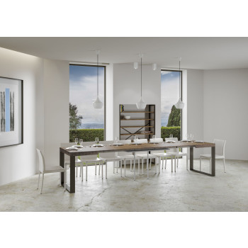 Tecno Table P.90 - Ausziehbarer Tisch 160/420x90 cm Tecno-Weißesche mit anthrazitfarbenen Beinen