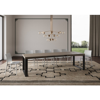 Tecno Table P.90 - Ausziehbarer Tisch 180/284x90 cm Tecno-Weißesche mit anthrazitfarbenen Beinen