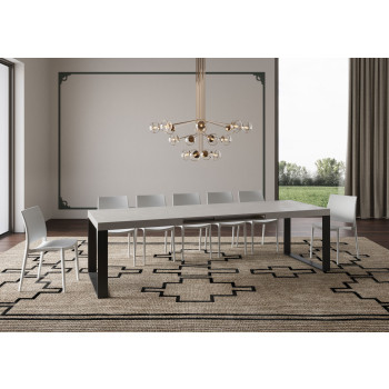 Tecno Table P.90 - Ausziehbarer Tisch 180/440x90 cm Tecno-Weißesche mit anthrazitfarbenen Beinen