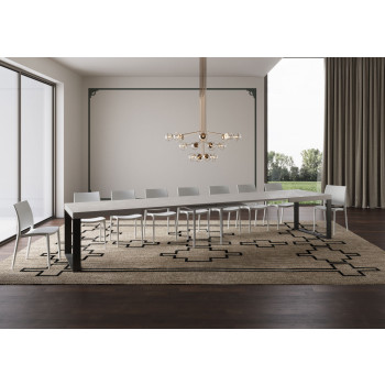 Tecno Table P.90 - Ausziehbarer Tisch 180/440x90 cm Tecno-Weißesche mit anthrazitfarbenen Beinen
