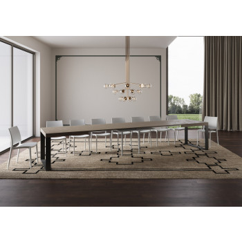 Tecno Table P.90 - Ausziehbarer Tisch 180/440x90 cm Tecno-Weißesche mit anthrazitfarbenen Beinen