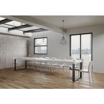 Tecno Premium Tisch D.90 - Ausziehbarer Tisch 200/460x90 cm Tecno Premium Esche weiß mit Beinen in Anthrazit