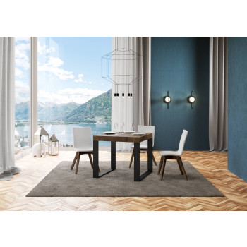 Tecno Premium Table P.90 - Ausziehbarer Tisch 90/246x90 cm Tecno Premium Esche weiß mit Beinen in Anthrazit