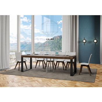 Tecno Premium Table P.90 - Ausziehbarer Tisch 90/246x90 cm Tecno Premium Esche weiß mit Beinen in Anthrazit