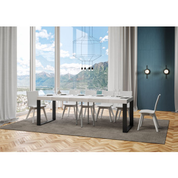 Tecno Premium Table P.90 - Ausziehbarer Tisch 90/246x90 cm Tecno Premium Esche weiß mit Beinen in Anthrazit