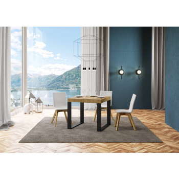 Tecno Premium Table P.90 - Ausziehbarer Tisch 90/246x90 cm Tecno Premium Esche weiß mit Beinen in Anthrazit