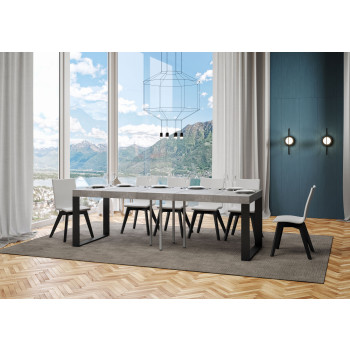 Tecno Premium Table P.90 - Ausziehbarer Tisch 90/246x90 cm Tecno Premium Esche weiß mit Beinen in Anthrazit