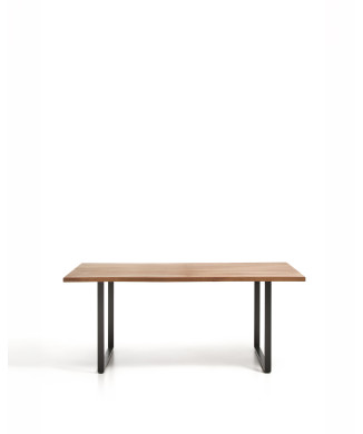 Uxue Tisch aus massivem Akazienholz und schwarzen Stahlbeinen, 160 x 90 cm