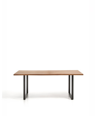 Uxue Tisch aus massivem Akazienholz und schwarzen Stahlbeinen, 180 x 90 cm