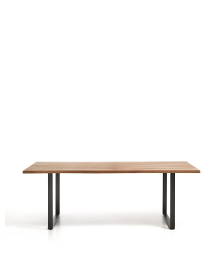 Uxue-Tisch aus massivem Akazienholz und schwarzen Stahlbeinen, 220 x 100 cm