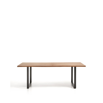 Uxue-Tisch aus massivem Akazienholz und schwarzen Stahlbeinen, 220 x 100 cm