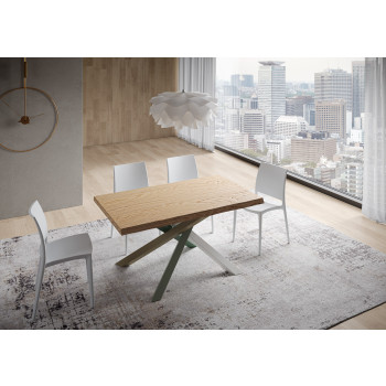 Versalux Tischbeine aus entrindetem Massivholz 4/A - Ausziehbarer Tisch 90x140/190 cm Versalux Tischbeine aus entrindeter Eiche 4/A