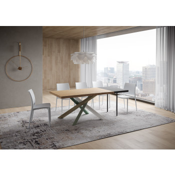 Versalux Tischbeine aus entrindetem Massivholz 4/A - Ausziehbarer Tisch 90x140/190 cm Versalux Tischbeine aus entrindeter Eiche 4/A