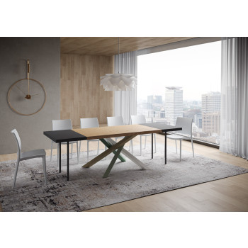 Versalux Tischbeine aus entrindetem Massivholz 4/A - Ausziehbarer Tisch 90x140/240 cm Versalux Tischbeine aus entrindeter Eiche 4/A