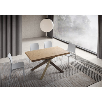 Versalux Tischbeine aus entrindetem Massivholz 4/C - Ausziehbarer Tisch 90x140/190 cm Versalux Tischbeine aus entrindeter Eiche 4/C