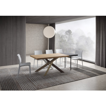 Versalux Tischbeine aus entrindetem Massivholz 4/C - Ausziehbarer Tisch 90x140/190 cm Versalux Tischbeine aus entrindeter Eiche 4/C