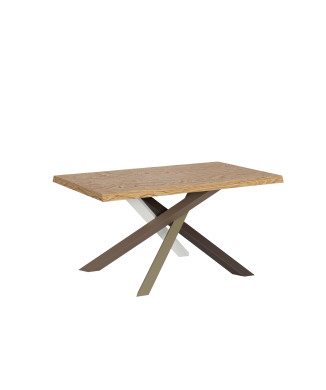 Versalux Tischbeine aus entrindetem Massivholz 4/C - Ausziehbarer Tisch 90x140/190 cm Versalux Tischbeine aus entrindeter Eiche 4/C
