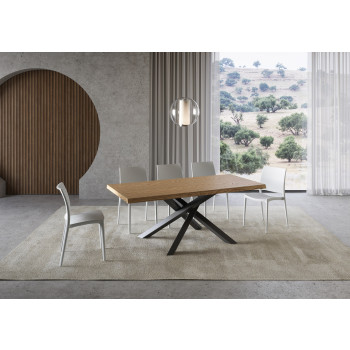 Versalux Tisch aus entrindeter Eiche mit anthrazitfarbenen Beinen - Ausziehbarer Tisch 90x180/230 cm Versalux Tisch aus entrindeter Eiche mit anthrazitfarbenen Beinen