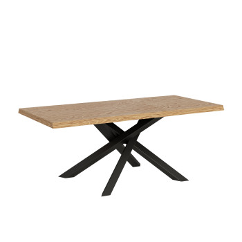 Versalux Tisch aus Rindeneiche mit anthrazitfarbenen Beinen - Ausziehbarer Tisch 90x180/230 cm Versalux Tisch aus Rindeneiche mit anthrazitfarbenen Beinen