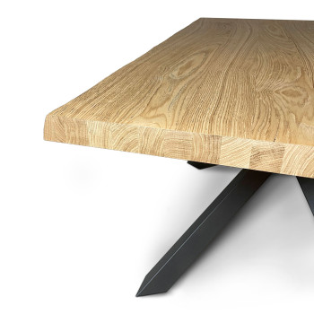 Versalux Tisch aus entrindetem Massivholz mit anthrazitfarbenen Beinen - Ausziehbarer Tisch 90x200/250 cm Versalux Tisch aus entrindeter Eiche mit anthrazitfarbenen Beinen