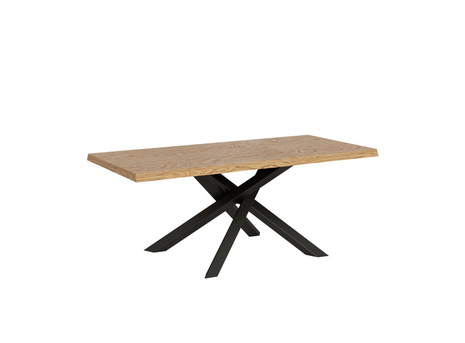 Versalux Tisch aus entrindetem Massivholz mit anthrazitfarbenen Beinen - 90x200 cm fester Tisch Versalux Tisch aus entrindeter Eiche mit anthrazitfarbenen Beinen