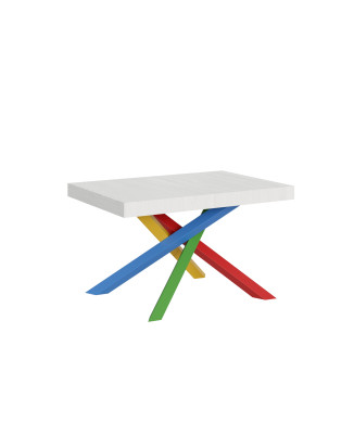 Volantis Color 4/B Table P.90 - Ausziehbarer Tisch 120/224x90 cm Volantis weiße Esche mehrfarbige Beine 4/B