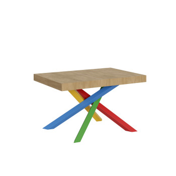 Volantis Color 4/B Table P.90 - Ausziehbarer Tisch 140/244x90 cm Volantis weiße Esche mehrfarbige Beine 4/B