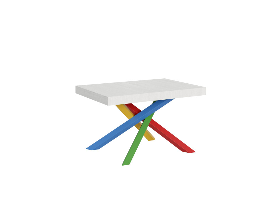 Volantis Color 4/B Table P.90 - Ausziehbarer Tisch 140/244x90 cm Volantis weiße Esche mehrfarbige Beine 4/B
