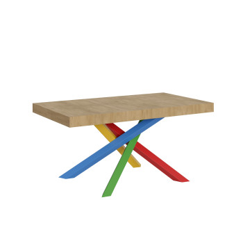 Volantis Color 4/B Table P.90 - Ausziehbarer Tisch 160/264x90 cm Volantis weiße Esche mehrfarbige Beine 4/B