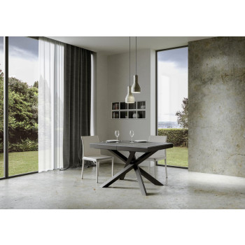 Volantis Evolution Tisch mit anthrazitfarbenen Beinen und Rahmen D.90 - Ausziehbarer Tisch 120/380x90 cm Volantis Evolution Esche weiß mit anthrazitfarbenem Rahmen und Beinen